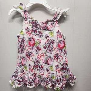 Calvin Klein Sleeveless Top Size‎ 6 Girl's Pink Multicolor Floral Summer B487